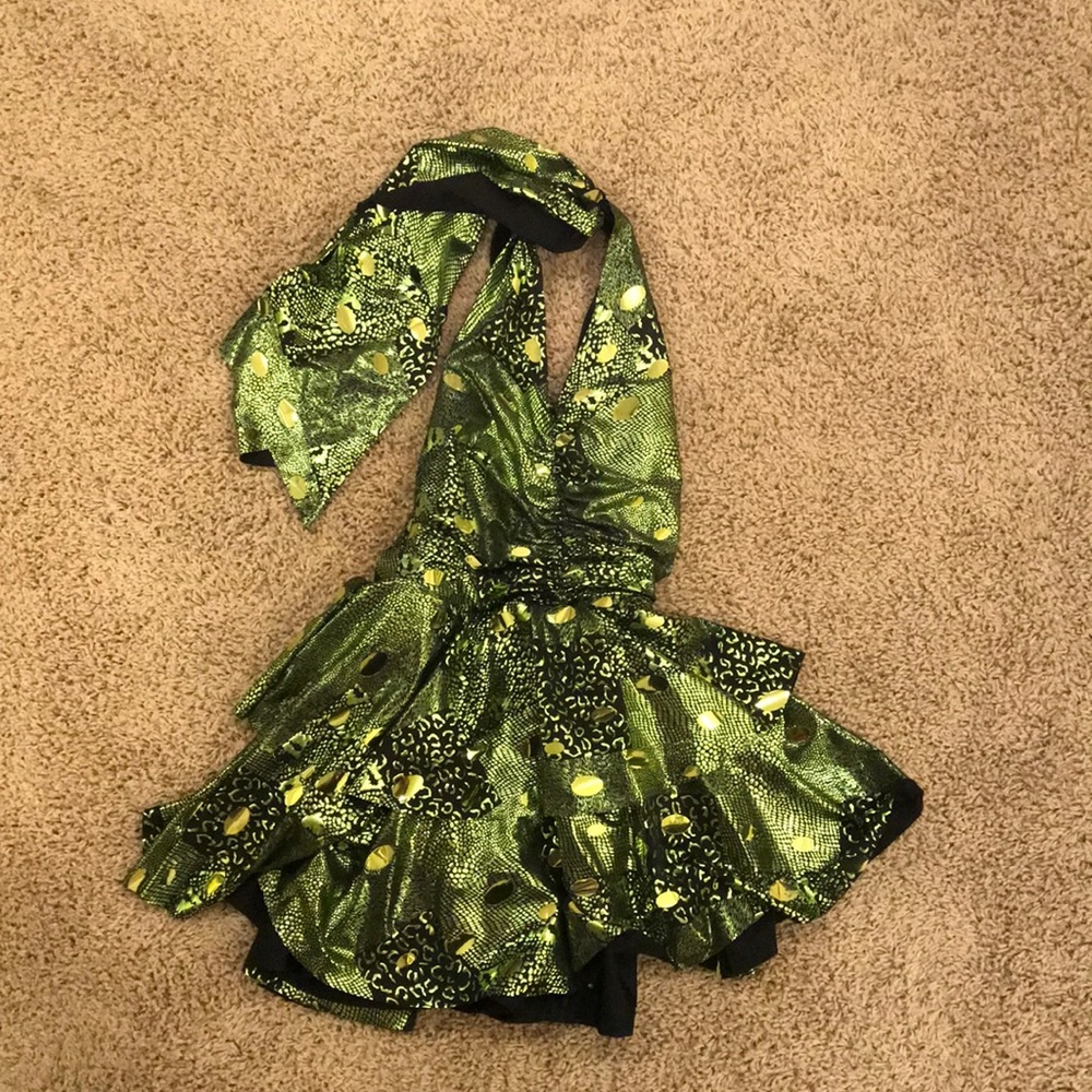 Green Alligator print halter dress